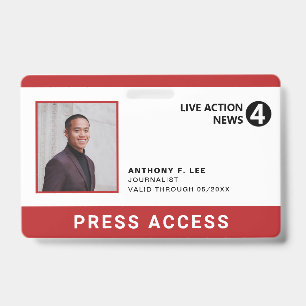 Badge Logo rouge simple Appuyez sur ID photo de l'employ