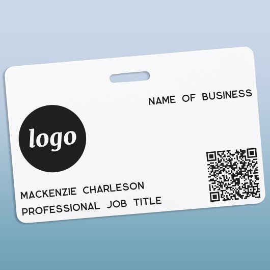 Badge Logo simple Code QR Nom professionnel