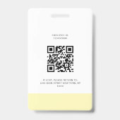 Badge Logo simple moderne Nom photo Code QR Code Employé (Arrière)
