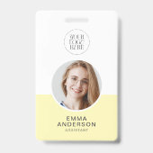 Badge Logo simple moderne Nom photo Code QR Code Employé (Avant)
