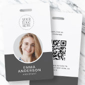 Badge Logo simple moderne Nom photo Code QR Code Employé