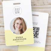 Badge Logo simple moderne Nom photo Code QR Code Employé