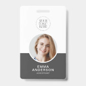 Badge Logo simple moderne Nom photo Code QR Code Employé (Avant)