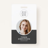 Badge Logo simple moderne Nom photo Code QR Code Employé (Devant)