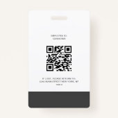 Badge Logo simple moderne Nom photo Code QR Code Employé (Dos)