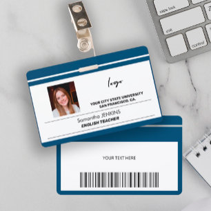Badge logo texte photo nom employé personnalisé code bar