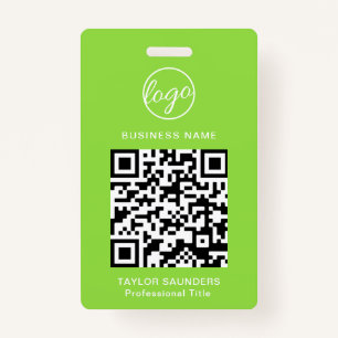 Badge Logo vert de chaux personnalisé Code QR Code emplo