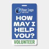 Badge Logo vert et bleu convivial Bénévole de charité (Avant)