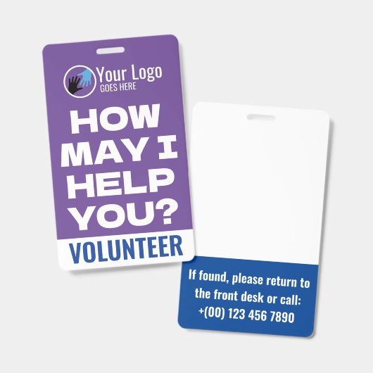 Badge Logo Violet et Bleu Amical Bénévole de Charité (Avant & arrière)