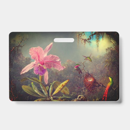 Badge L'orchidée de Cattleya et trois colibris Heade (Avant)