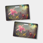 Badge L'orchidée de Cattleya et trois colibris Heade (Avant & arrière)