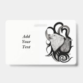 Badge Loup blanc avec art tribal coréen (Arrière)