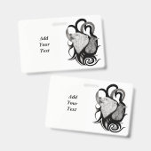 Badge Loup blanc avec art tribal coréen (Avant & arrière)