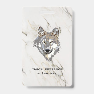 Badge Loup et pierre de marbre