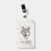 Badge Loup et pierre de marbre (Avant avec clip)
