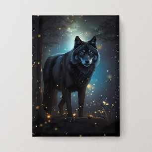Badge Loup noir sombre et mystérieux