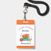 Badge Love To Read Books Reader Lecture Personnaliser (Dos avec cordon)