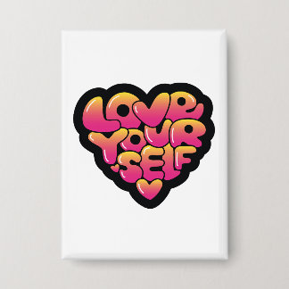 Badge Love Yourself Typography Heart Sticker 