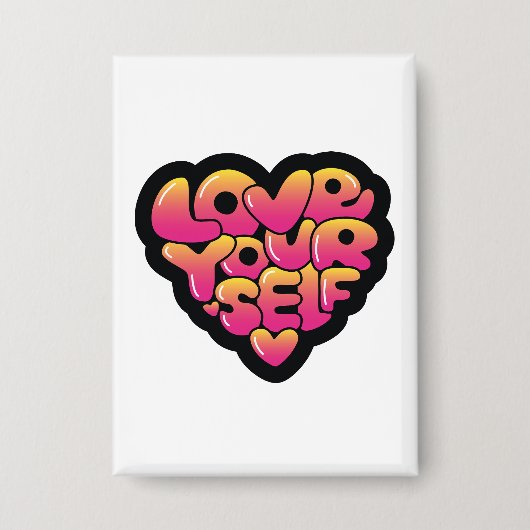 Badge Love Yourself Typography Heart Sticker  (Recto)