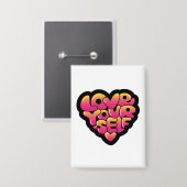 Badge Love Yourself Typography Heart Sticker  (Recto/Verso)