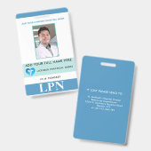 Badge LPN vertical, infirmière pratique autorisée, ID ph (Avant & arrière)