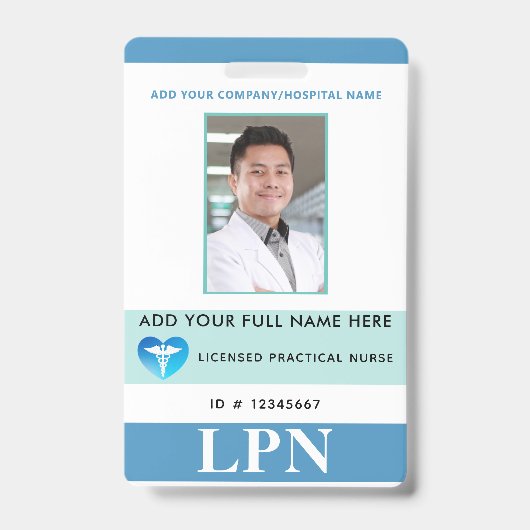 Badge LPN vertical, infirmière pratique autorisée, ID ph (Avant)