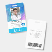 Badge LPN vertical, infirmière pratique autorisée, ID ph (Avant & arrière)