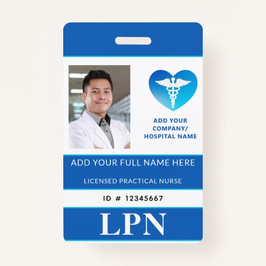 Badge LPN vertical, infirmière pratique autorisée, ID ph (Devant)