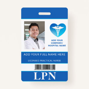 Badge LPN vertical, infirmière pratique autorisée, ID ph