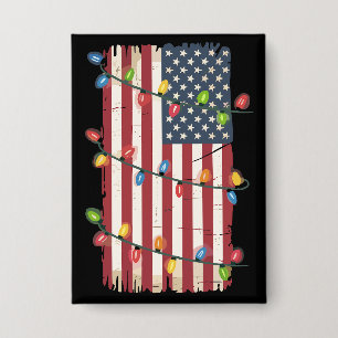 Badge Lumières de Noël Drapeau USA Patriotique Vétéran X