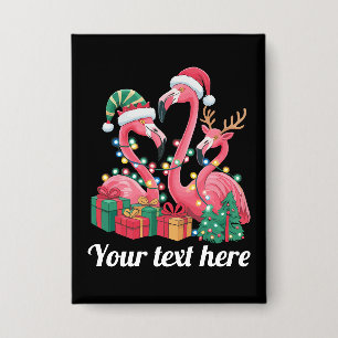 Badge Lumières de Noël personnalisées Flamingo Palm de N