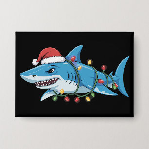 Badge Lumières de Noël Santa Shark Sharkmas Arbre Xmas
