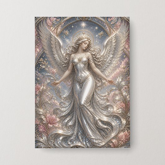 Badge Lumina Ascendant – Portrait d'Ange Céleste (Recto)