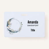 Badge Lune de croissant bleu avec fleurs blanches (Devant)