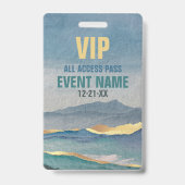 Badge Luxe Blue Gold Turquoise Paysage VIP All Access Pa (Front)