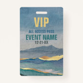 Badge Luxe Blue Gold Turquoise Paysage VIP All Access Pa (Devant)