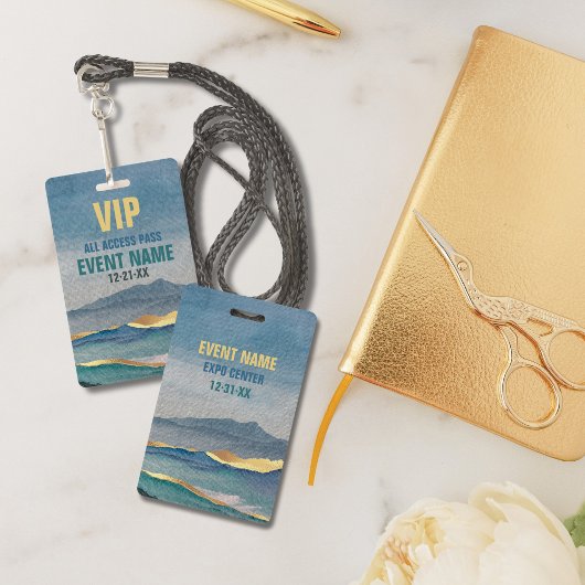 Badge Luxe Blue Gold Turquoise Paysage VIP All Access Pa