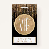 Badge Luxe Chic Black Gold Fringe Parties scintillant ét (Devant)