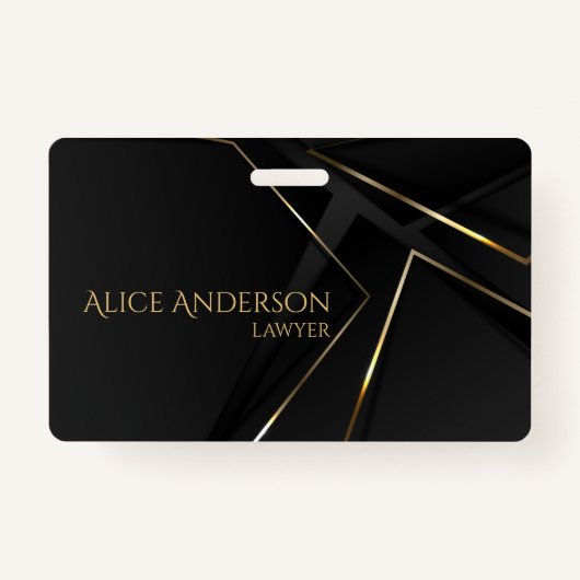 Badge Luxe noir or élégant avocat lignes abstraites (Devant)