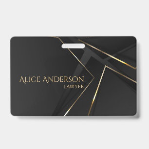 Badge Luxe or noir lignes abstraites élégantes d'avocat