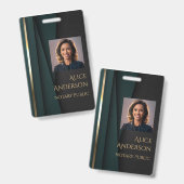 Badge Luxe vert or élégant notaire public (Avant & arrière)