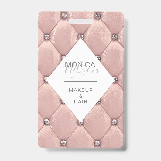 Badge luxueux rose or tufted monogramme (Avant)