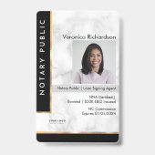 Badge Luxury Black White Gold Marble Professional Notary (Avant)