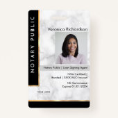 Badge Luxury Black White Gold Marble Professional Notary (Devant)