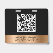 Badge Luxury QR Code Black Gold Event Access Pass ID (Arrière)