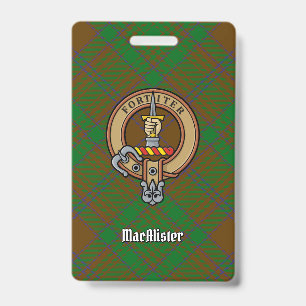 Badge MacAlister de Glenbarr Crête sur Tartan de Chasse