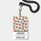 Badge Macarons colorés mignons Motif avec Pois (Arrière avec lanière)