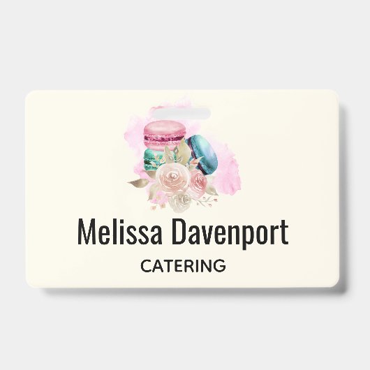 Badge Macarons et fleurs colorés Aquarelle (Avant)