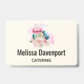 Badge Macarons et fleurs colorés Aquarelle (Arrière)