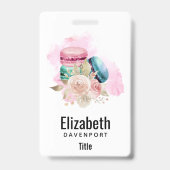 Badge Macarons et fleurs colorés aquarelle (Arrière)